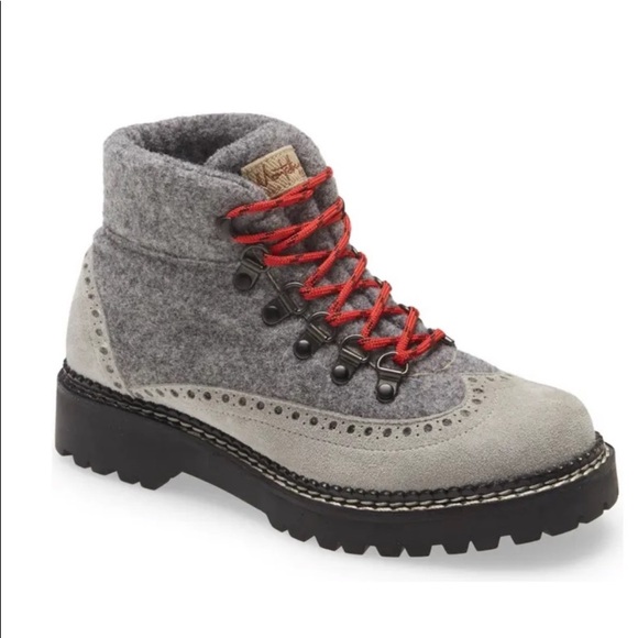NEW WITH TAG - Montelliana Wool Wingtip Hiker Boot - Picture 5 of 8